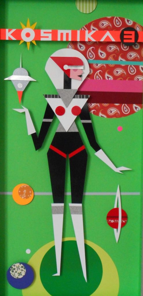 Cuadro de chica con traje futurista